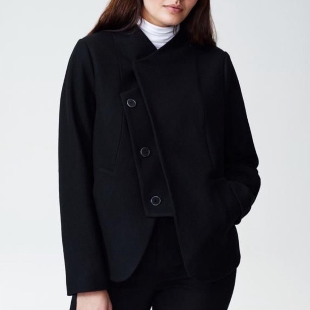 Universal Standard Tambora Short Lapel Coat Black Wool Size medium